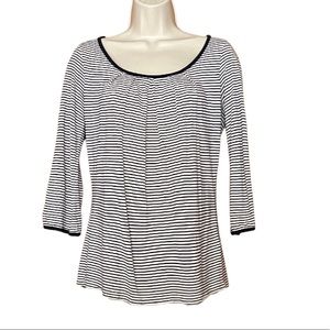 Boden Scoop Neck Striped Pleated Top US 6 UK 10